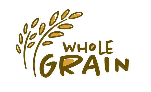Whole grain logo, wheat spikelet product emblem