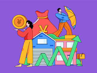 Home loan flat vector concept operation illustration
