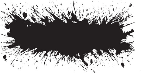 Grunge brush splatter, hand drawn black sticker. abstract splatter black isolate background