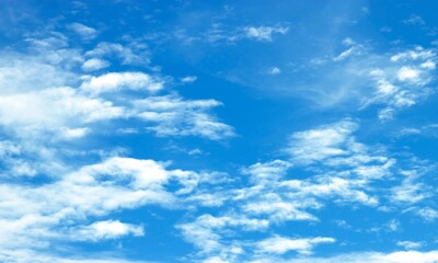 Naklejka na ściany i meble Blue sky background with tiny clouds. Abstract background of blue sky with tiny clouds.