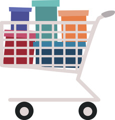 Shopping Cart and Gift Market Illustration Graphic Cartoon Art Card