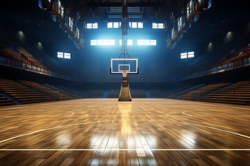 basketball court, AI generated - obrazy, fototapety, plakaty
