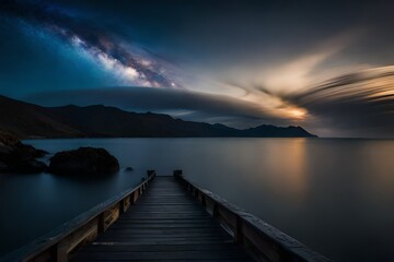 Obraz premium sunset over the lake