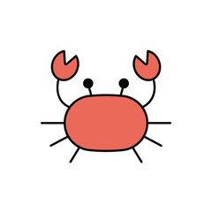 Crab icon. Seafood shop logo branding for craft food packaging or restaurant design symbol. Vector illustration