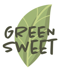 Green sweet stevia leaf, organic sweetener logo - obrazy, fototapety, plakaty