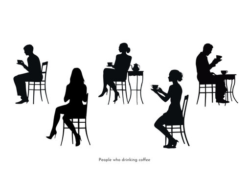 silhouettes of people in a cafe