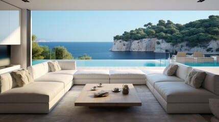 Fototapeta premium modern living room with pool