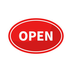 Open Button In Red Oval Shape With White Line
