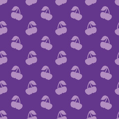 Illustration of purple cherries on stems on purple background © Tanita