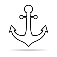 Anchor marine old shadow icon, ship security object element, vector illustration design web