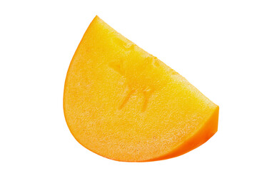Ripe slices  persimmon fruit isolated on white background. File contains clipping path.