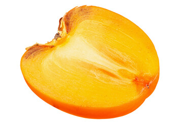 Ripe half  persimmon fruit isolated on white background. File contains clipping path.