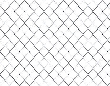 Silver chainlink fence with transparent background, PNG file