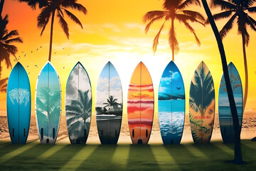 surfboards on the beach