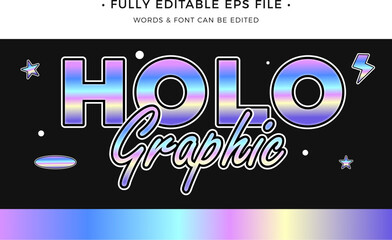 Holographic text effect editable premium Vector	