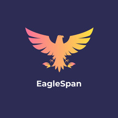 EagleSpan - Eagle, falcon, hawk spanning wings company logo illustration template