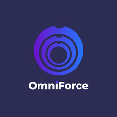 OmniForce - Blue layered circle logo template for tech business