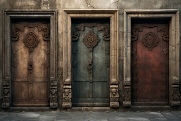 Doors set. Generated AI.