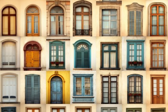 Windows set. Generated AI.