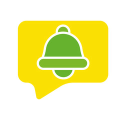 Dialog box with bell line icon. Notification, chatting, online, communication, internet, delayed message, email. Vector colored icon on a white background for business