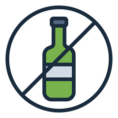 No Alcohol filled line icon