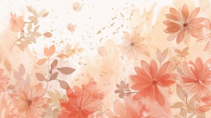 Fototapeta na wymiar a pink and orange floral background with flowers