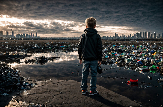 Urban Neglect: Capturing the Boy's Encounter with Coastal Pollution