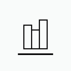 Bar Diagram Icon. Chart Within Line Art Style. Business Report, Market Analysis Symbol - Vector.