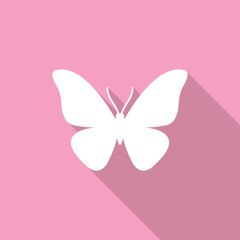 Butterfly icon isolated on pink background. Vector illustration.