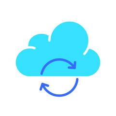 Cloud saving with spiral line icon. Internet, world wide web, information, data transfer, storage. Vector colored icon on a white background for business