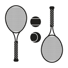 Tennis rackets and tennis balls. Vector illustration.