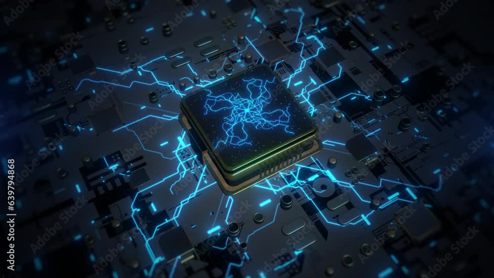 Poster artificial intelligence ai, deep learning modern computer technology. futuristic cyber technology in