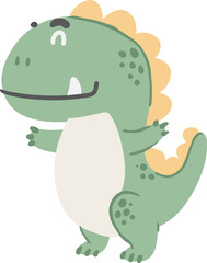 Tyrannosaurus Rex . Dinosaur cartoon character . Hand drawn style . PNG .