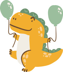 Tyrannosaurus Rex . Dinosaur cartoon character . Hand drawn style . PNG .