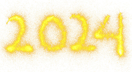 color new year 2024 text bright protected white color isolated on white