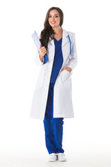Smiling female doctor with a folder