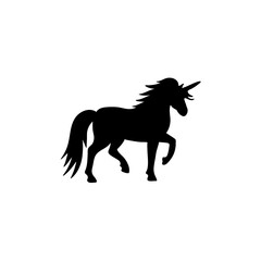 Mythology illustrations of unicorns silhouette. Element for creating design and decoration.