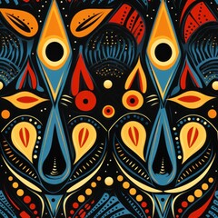 Abstract seamless pattern African wax fabric illustration.