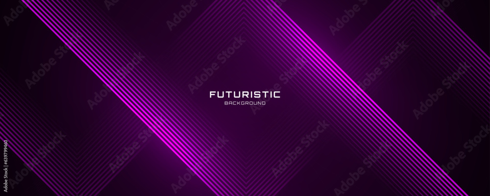 Poster 3d purple techno abstract background overlap layer on dark space with glowing rhombus lines decorati