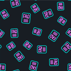 Fototapeta premium Line Speech bubble with text FAQ information icon isolated seamless pattern on black background. Circle button with text FAQ. Vector