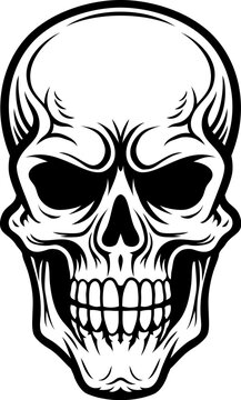 recommend clip art: A human skull cartoon style stylised illustration