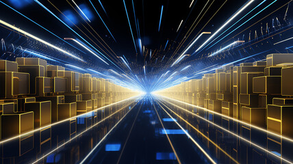 Fototapeta premium warehouse technology of the future, warehouse program, neon background, futuristic computer graphics design