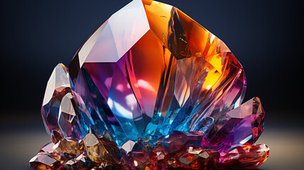 crystal gem with gemstones on black background