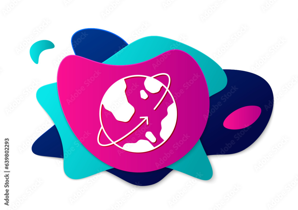 Poster color artificial satellites orbiting the planet earth in outer space icon isolated on white backgrou