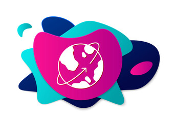 Color Artificial satellites orbiting the planet Earth in outer space icon isolated on white background. Communication, navigation concept. Abstract banner with liquid shapes. Vector