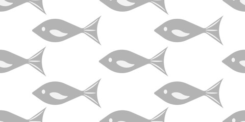 Seamless pattern with weird Fish in Trendy Scandinavian style. Nordic nature endless background. Design template for wallpaper, fabric, textile print. Vector illustration.