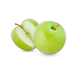 Fresh green apple isolated on transparent background (.PNG)