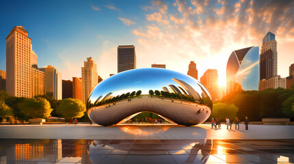 Obraz premium Illustration of a beautiful view of Chicago, USA