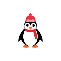 Penguin icon, flat design, cartoon illustration    