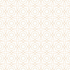 Abstract star line seamless pattern in gold and white background
